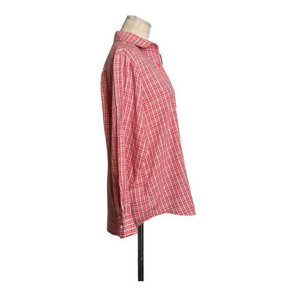 Ann Klein vintage red plaid long sleeves button shirt size 10 - Picture 11 of 12